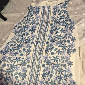 Max Studio White Dress with Blue Floral Print
